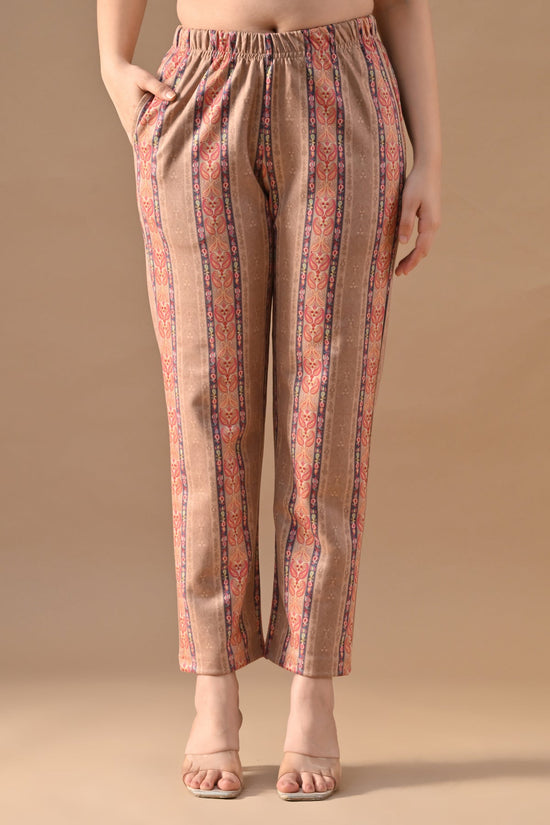 Winter Beige Printed Stone Embellish Woven Co-Ord Set