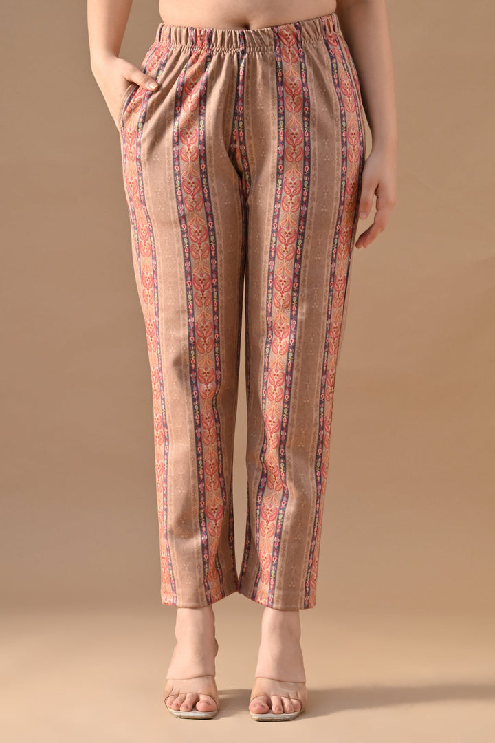 Winter Beige Printed Stone Embellish Woven Co-Ord Set