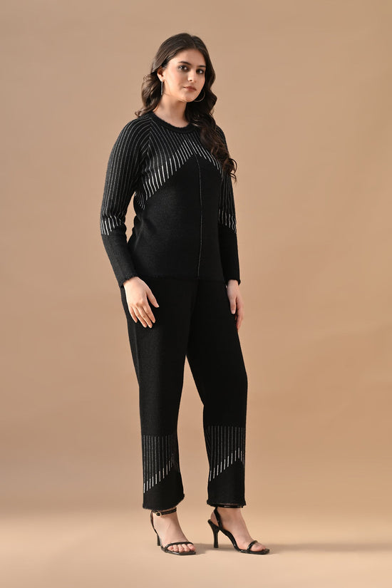 Winter Black Ethnic Motifs Woven Co-Ord Set