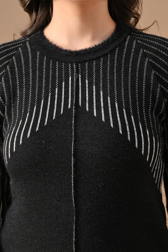 Winter Black Ethnic Motifs Woven Co-Ord Set