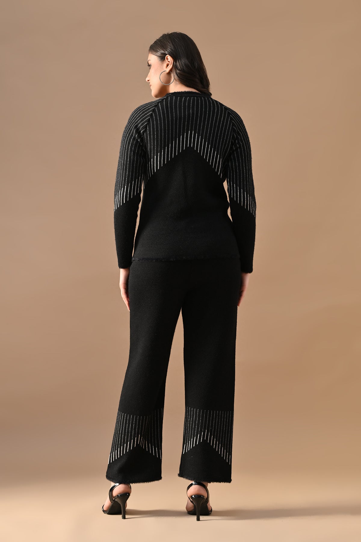 Winter Black Ethnic Motifs Woven Co-Ord Set