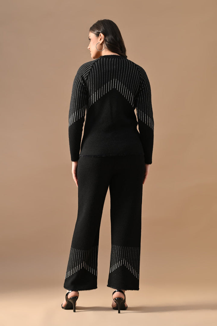 Winter Black Ethnic Motifs Woven Co-Ord Set