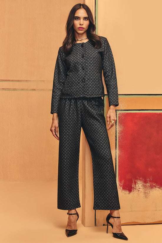 Winter Black Ethnic Motifs Woven Co-Ord Set