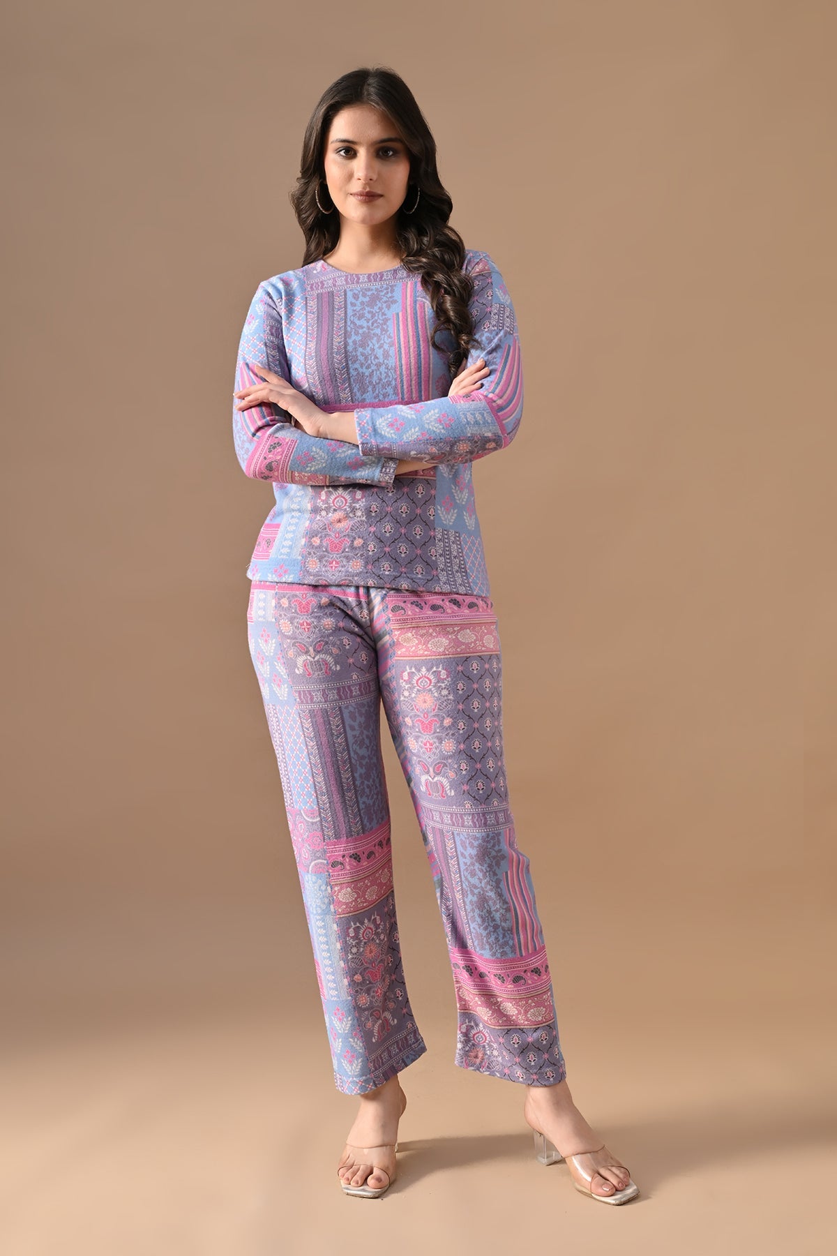 Winter Multi Ethnic Motifs Woven Co-Ord Set