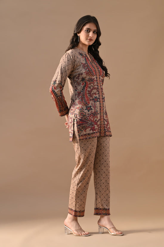 Winter Multi Printed Stone Embellish Woven Co-Ord Set