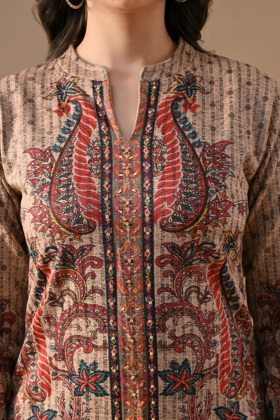 Winter Multi Printed Stone Embellish Woven Co-Ord Set