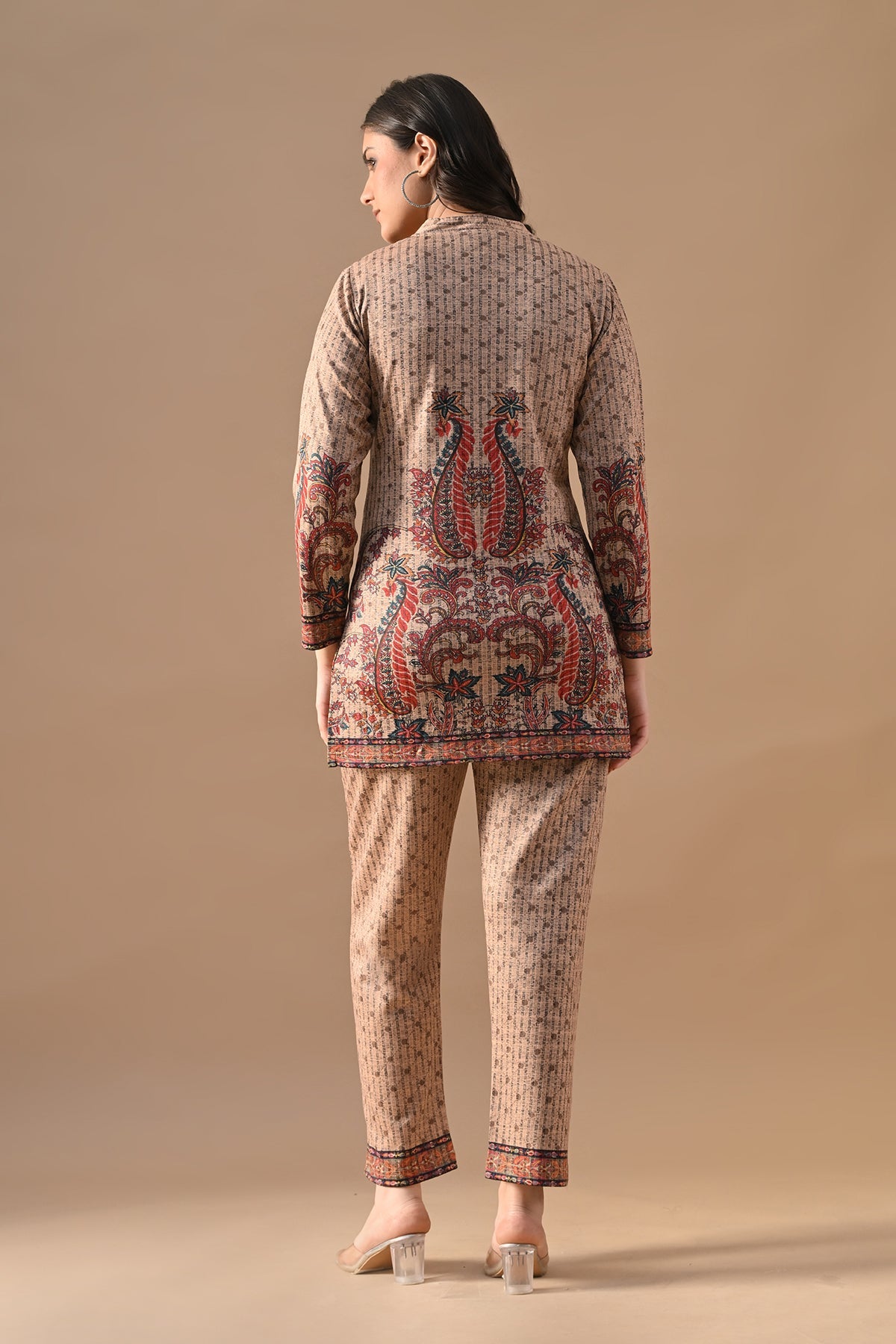 Winter Multi Printed Stone Embellish Woven Co-Ord Set