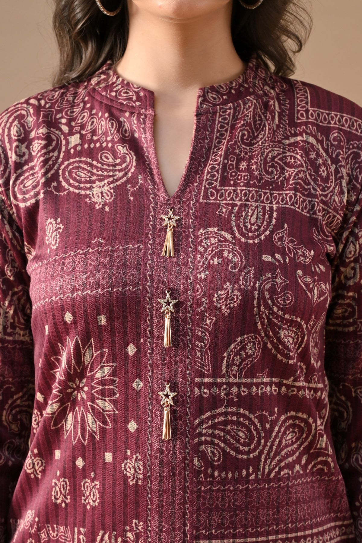 Winter Wine Ethnic Motifs Printed Woven Co-Ord Set