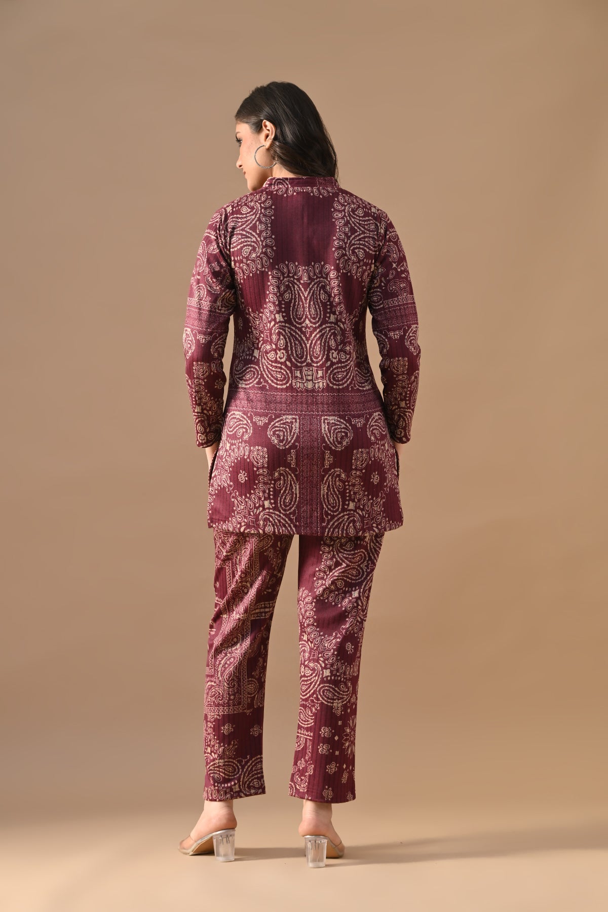 Winter Wine Ethnic Motifs Printed Woven Co-Ord Set