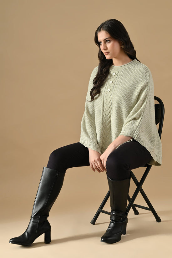 Winter Cream Knitted Poncho