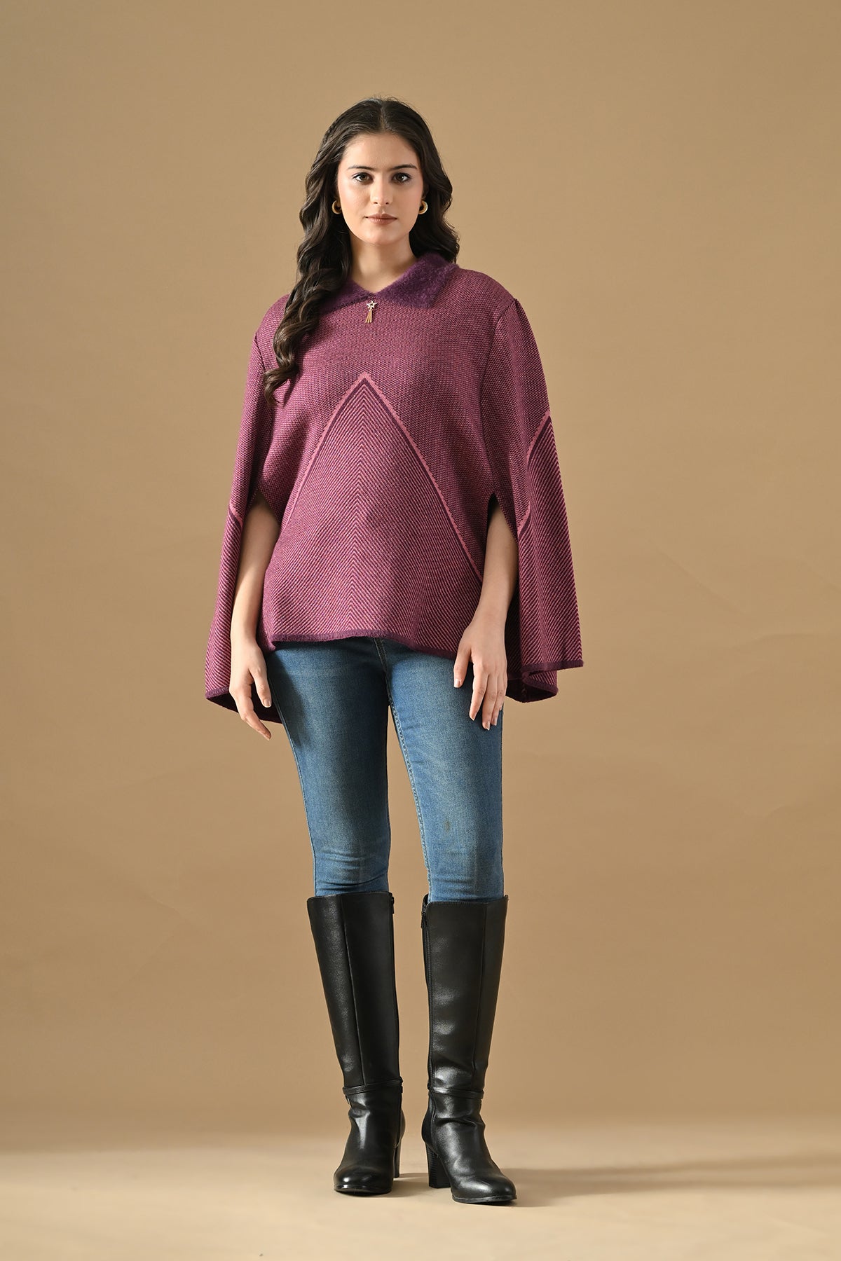 Winter Purple Woven Poncho