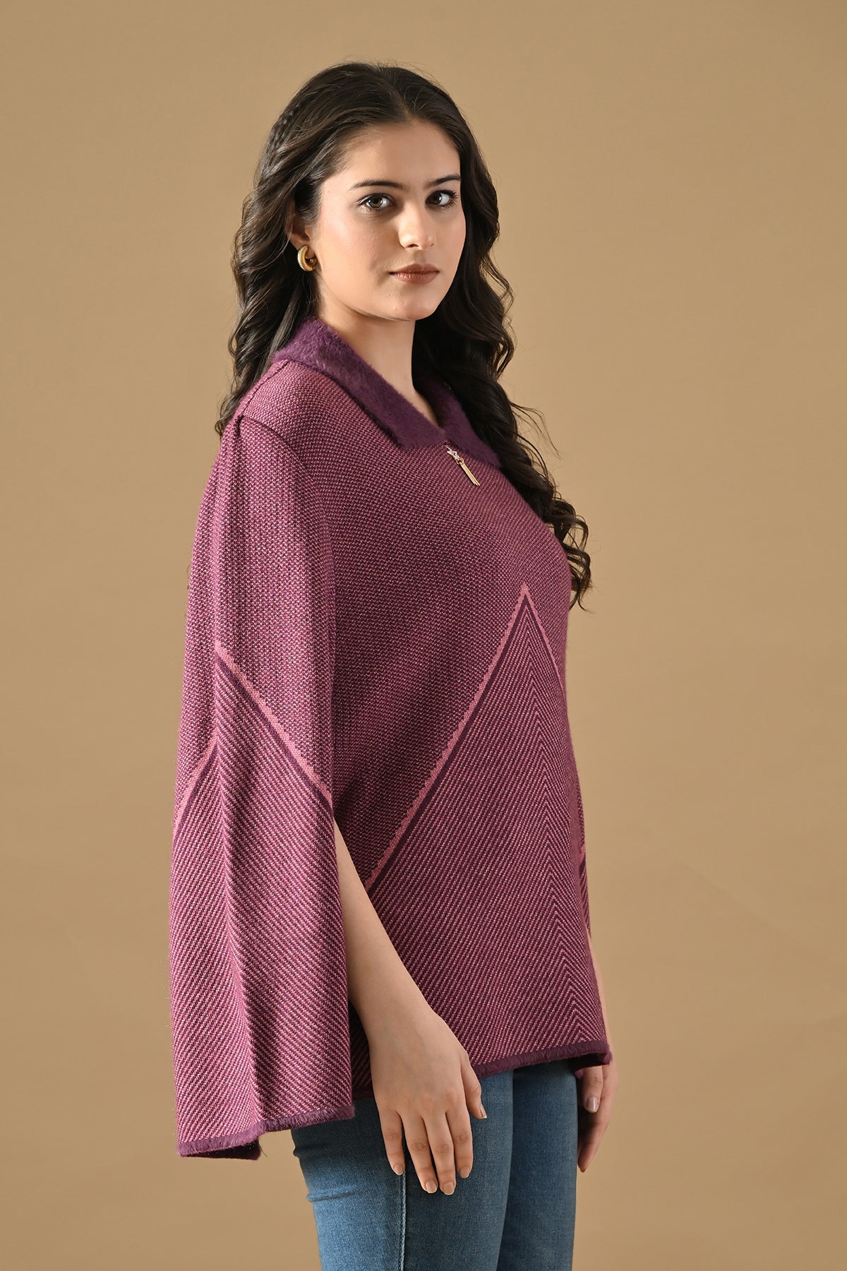 Winter Purple Woven Poncho