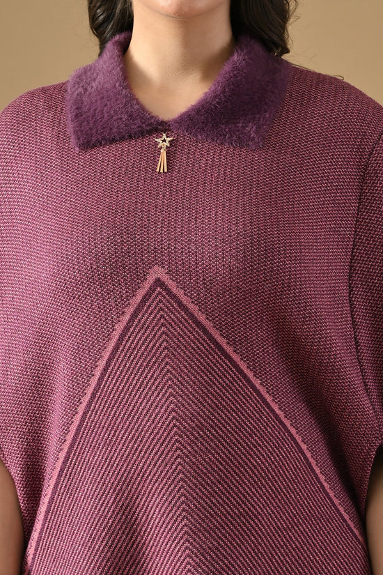 Winter Purple Woven Poncho