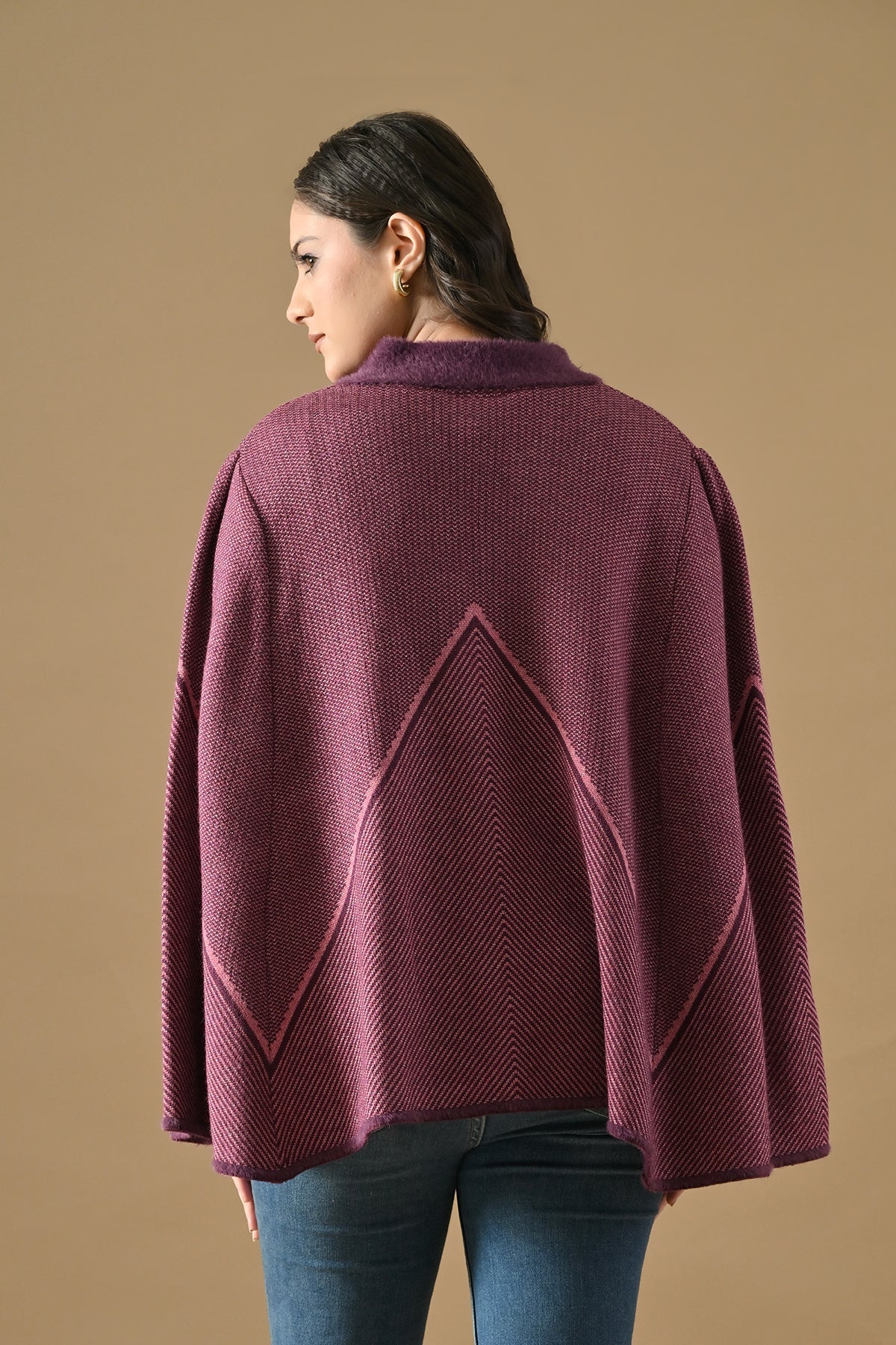 Winter Purple Woven Poncho