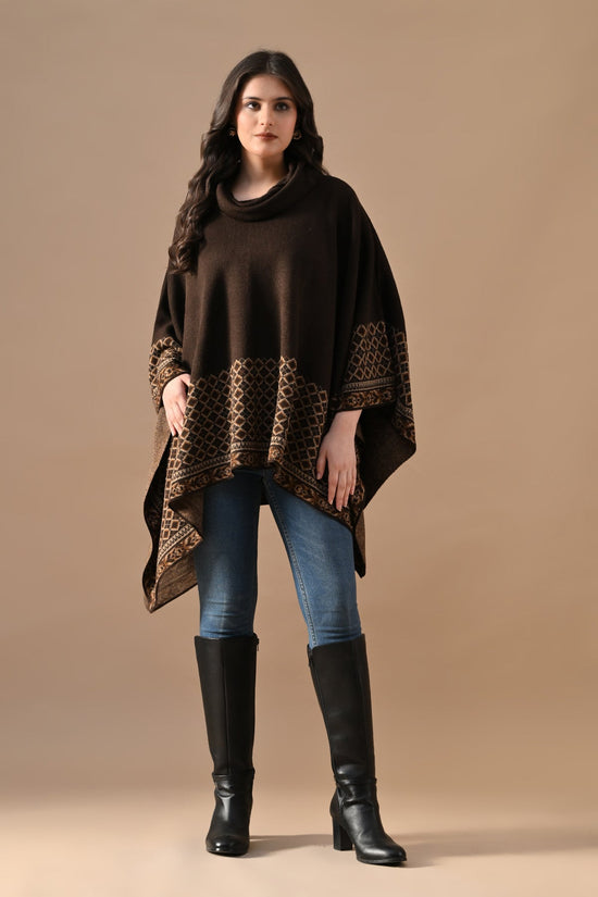 Winter Brown Woventurtleneck Poncho