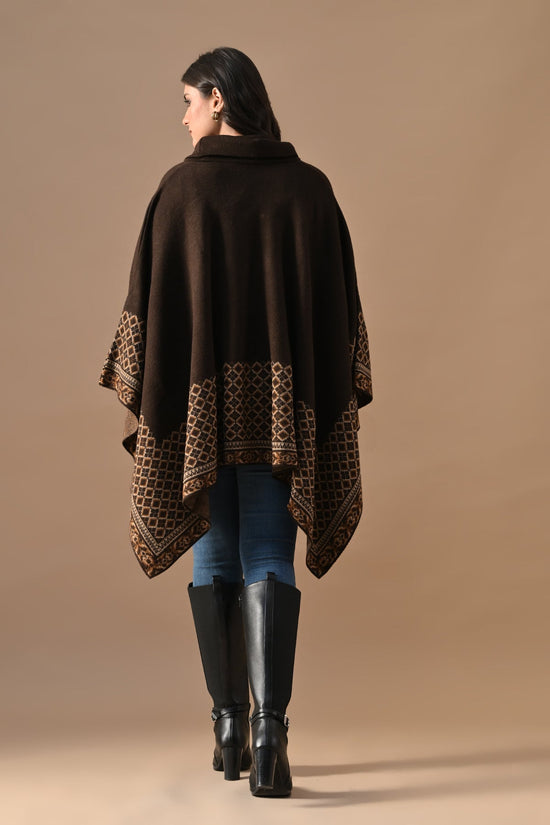 Winter Brown Woventurtleneck Poncho