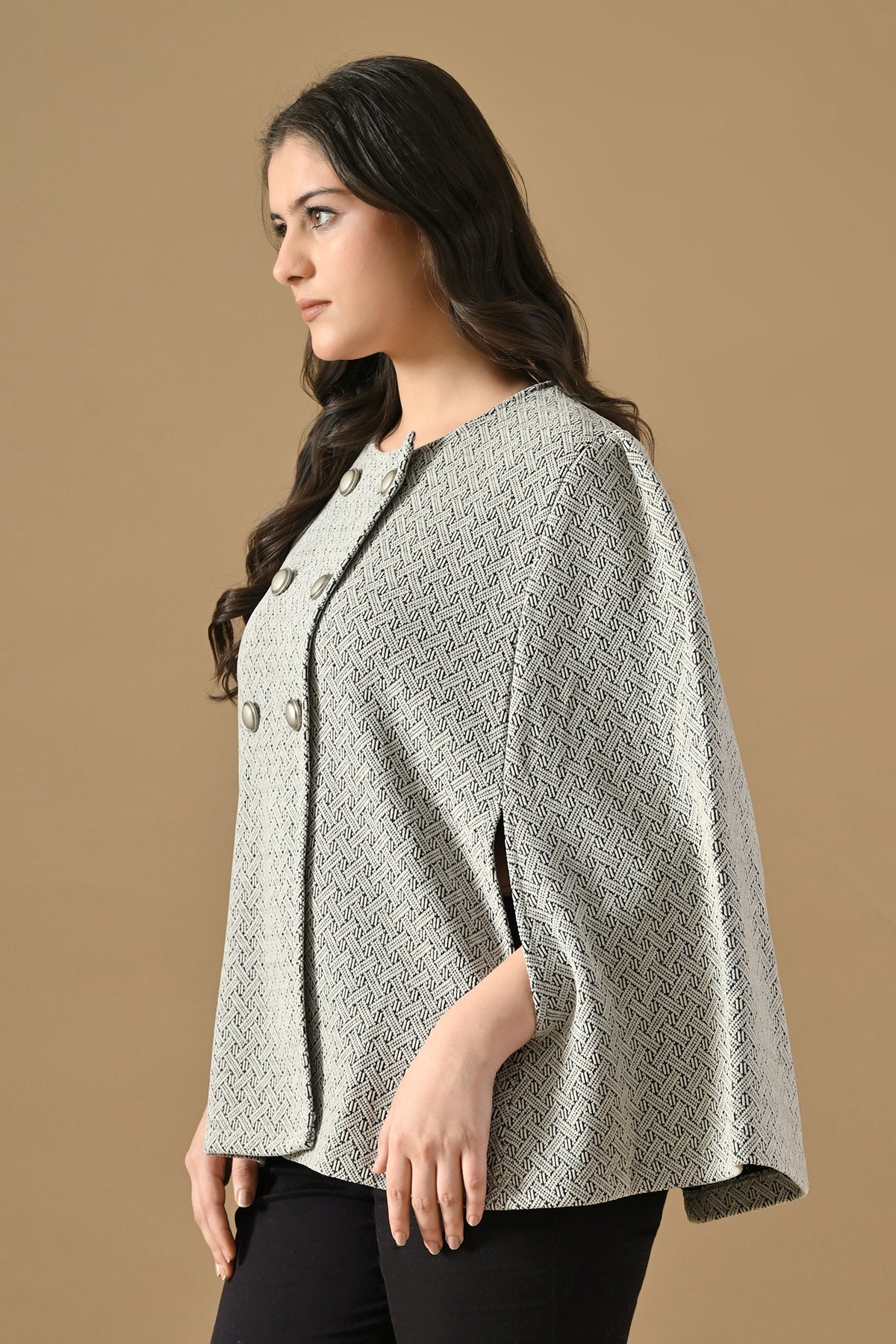 Winter Cream Woven Poncho