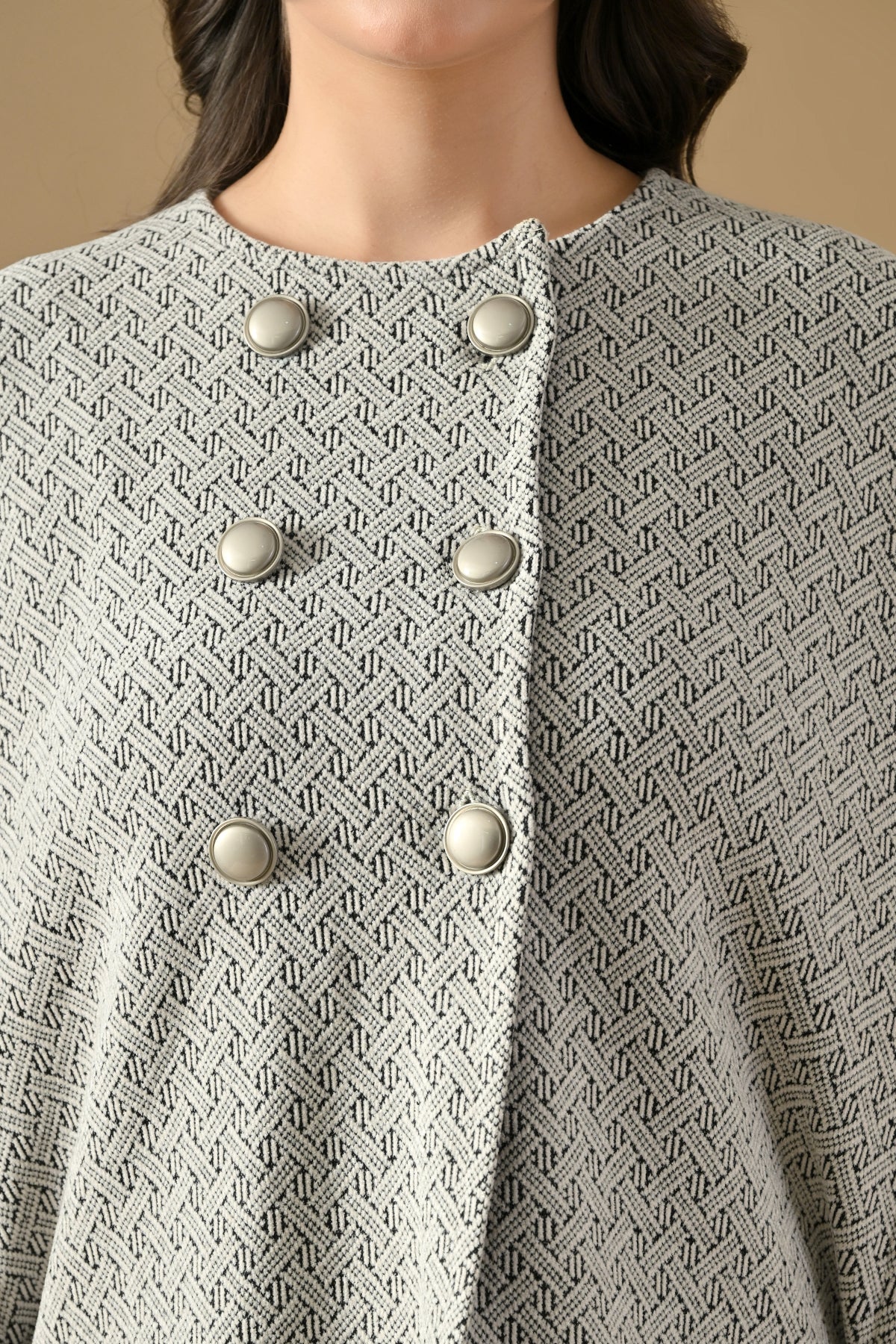 Winter Cream Woven Poncho