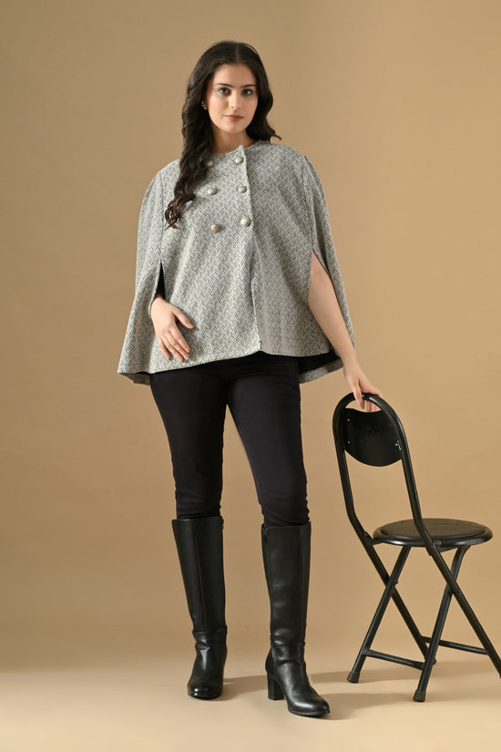 Winter Cream Woven Poncho