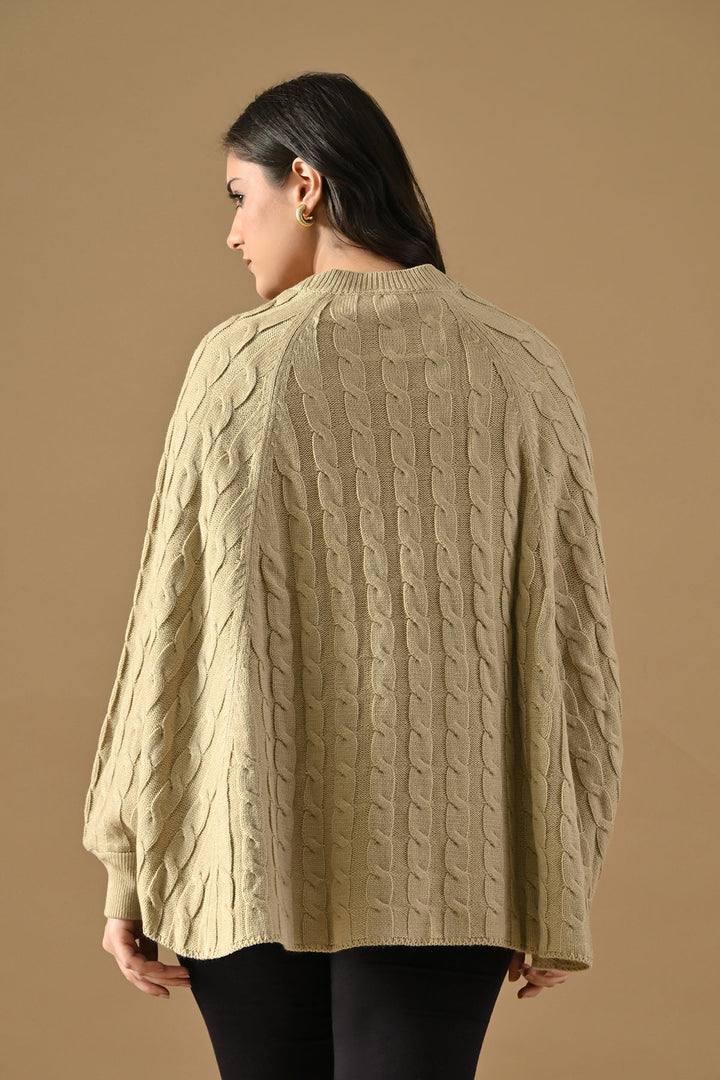 Winter Beige Knitted Poncho