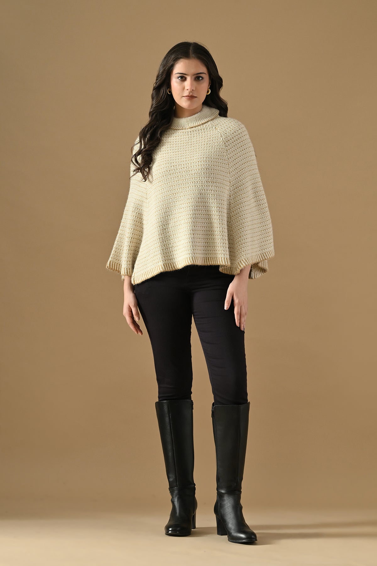 Winter Cream Knitted Poncho