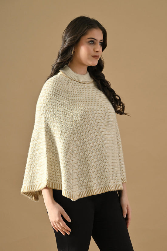 Winter Cream Knitted Poncho
