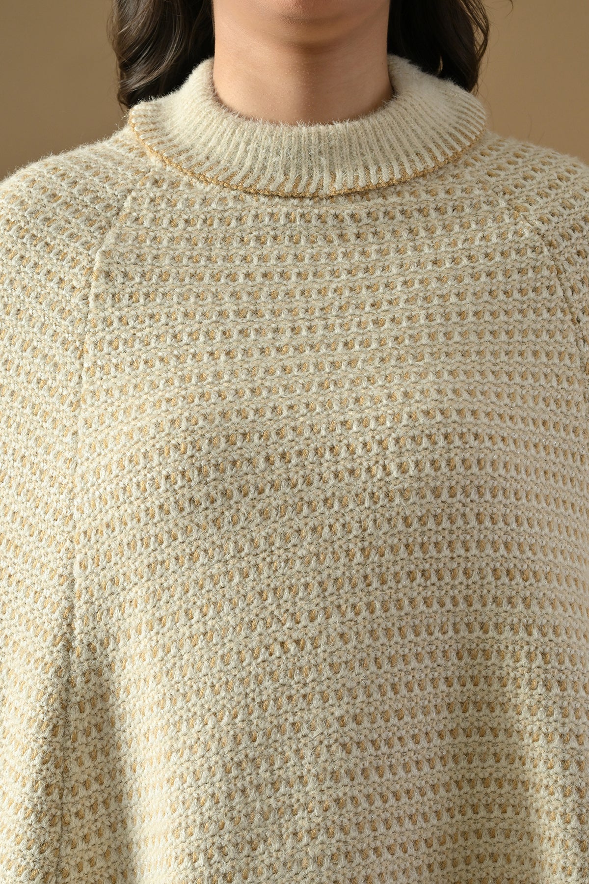 Winter Cream Knitted Poncho