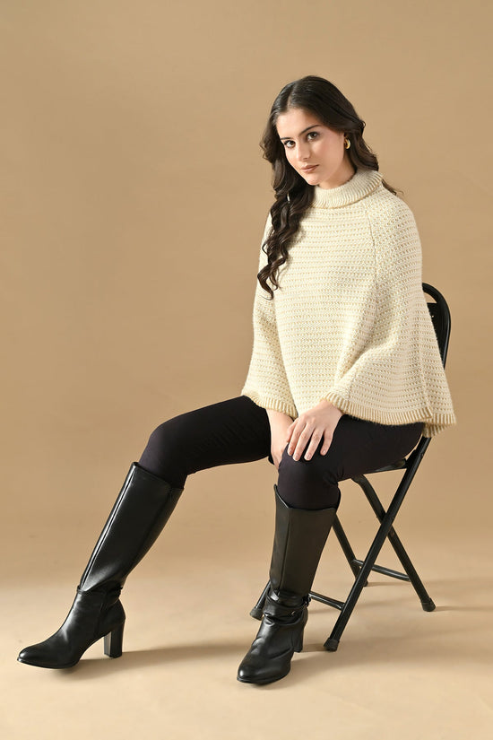 Winter Cream Knitted Poncho