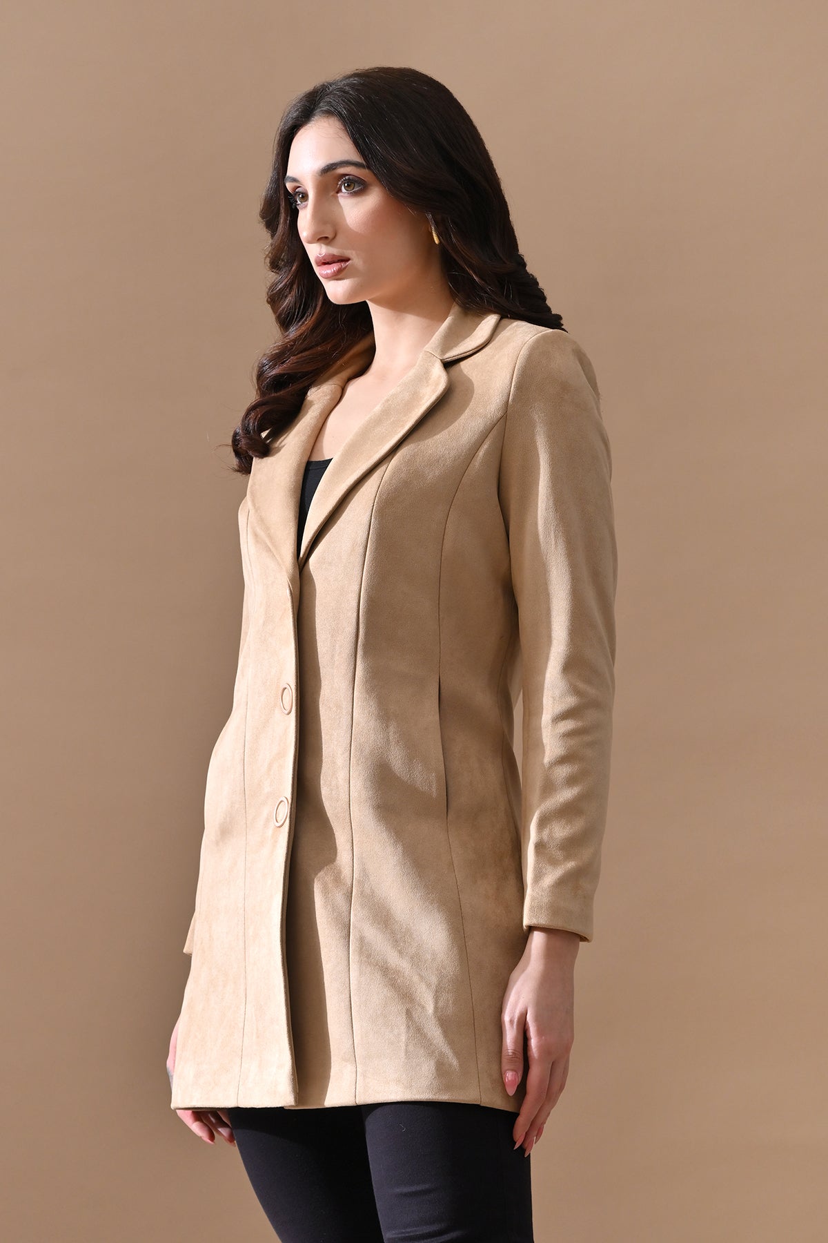 Winter Fawn Classic Notch Collar Neck Overcoat