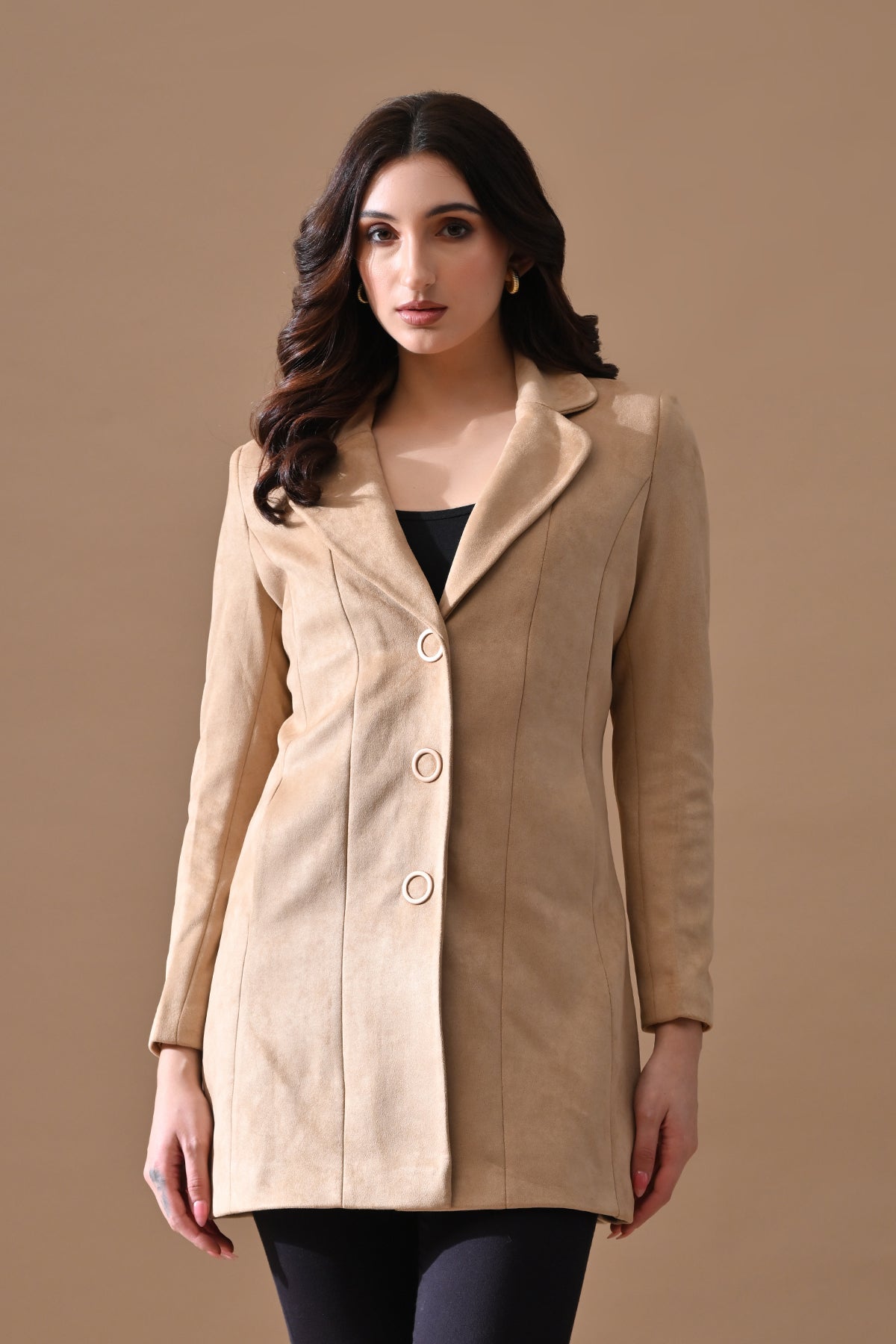 Winter Fawn Classic Notch Collar Neck Overcoat