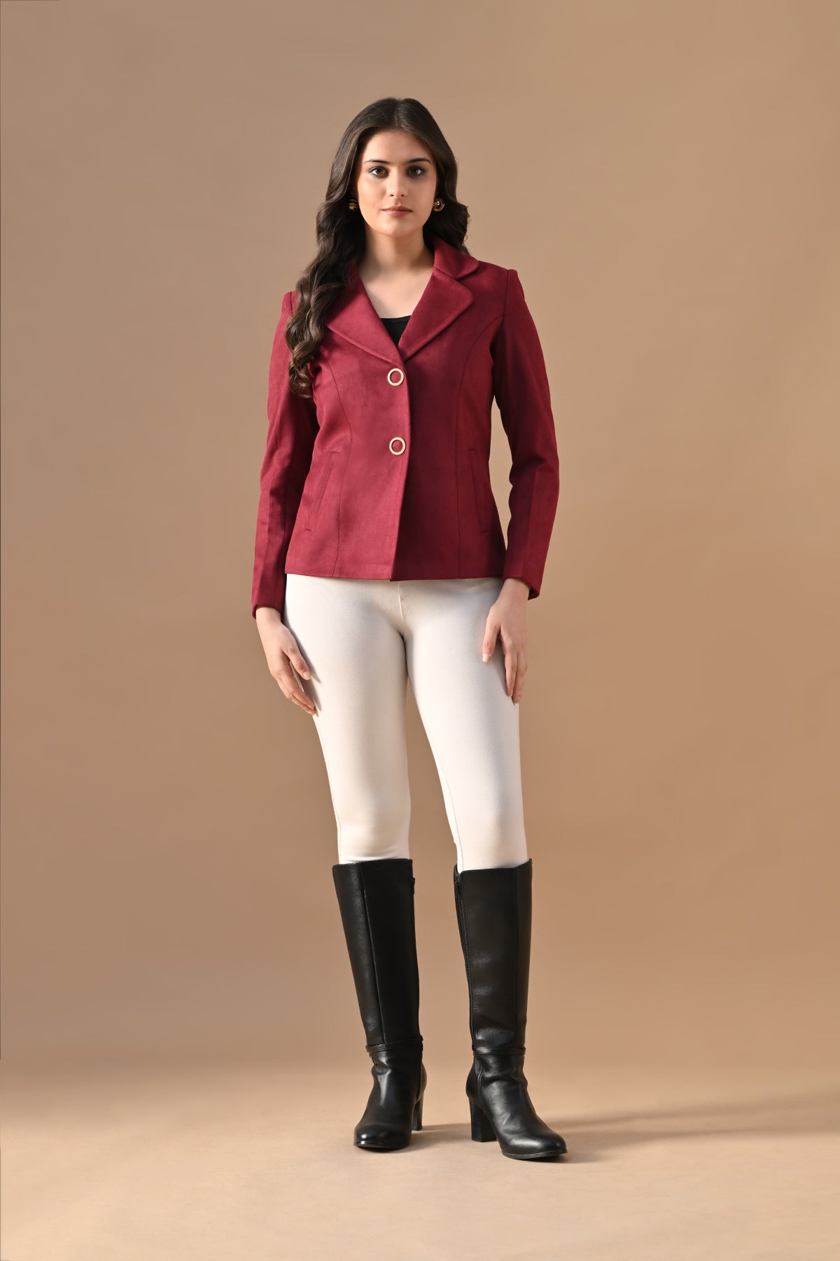 Winter Wine Solid Classic Notch Collar Neck Overcoat