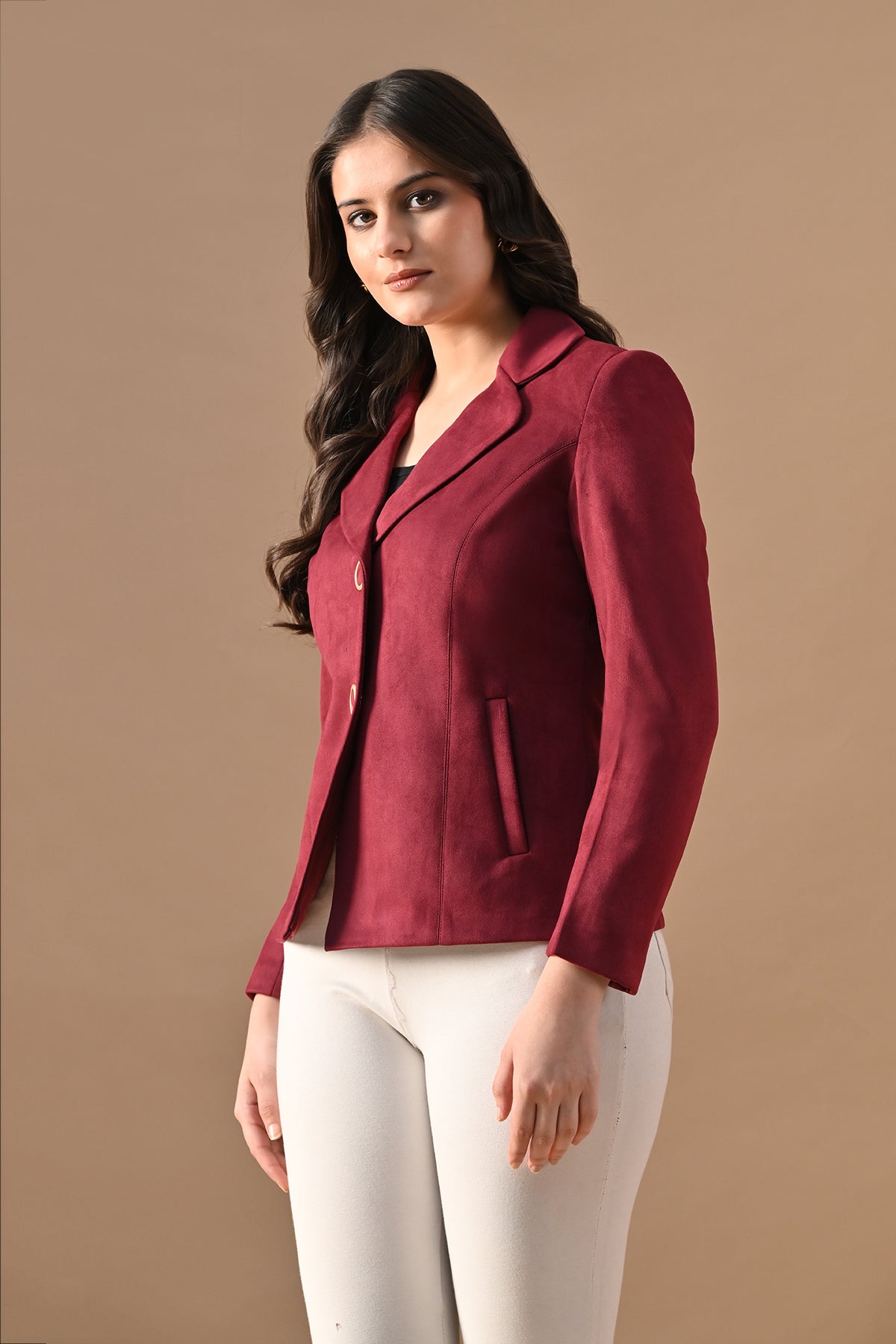 Winter Wine Solid Classic Notch Collar Neck Overcoat