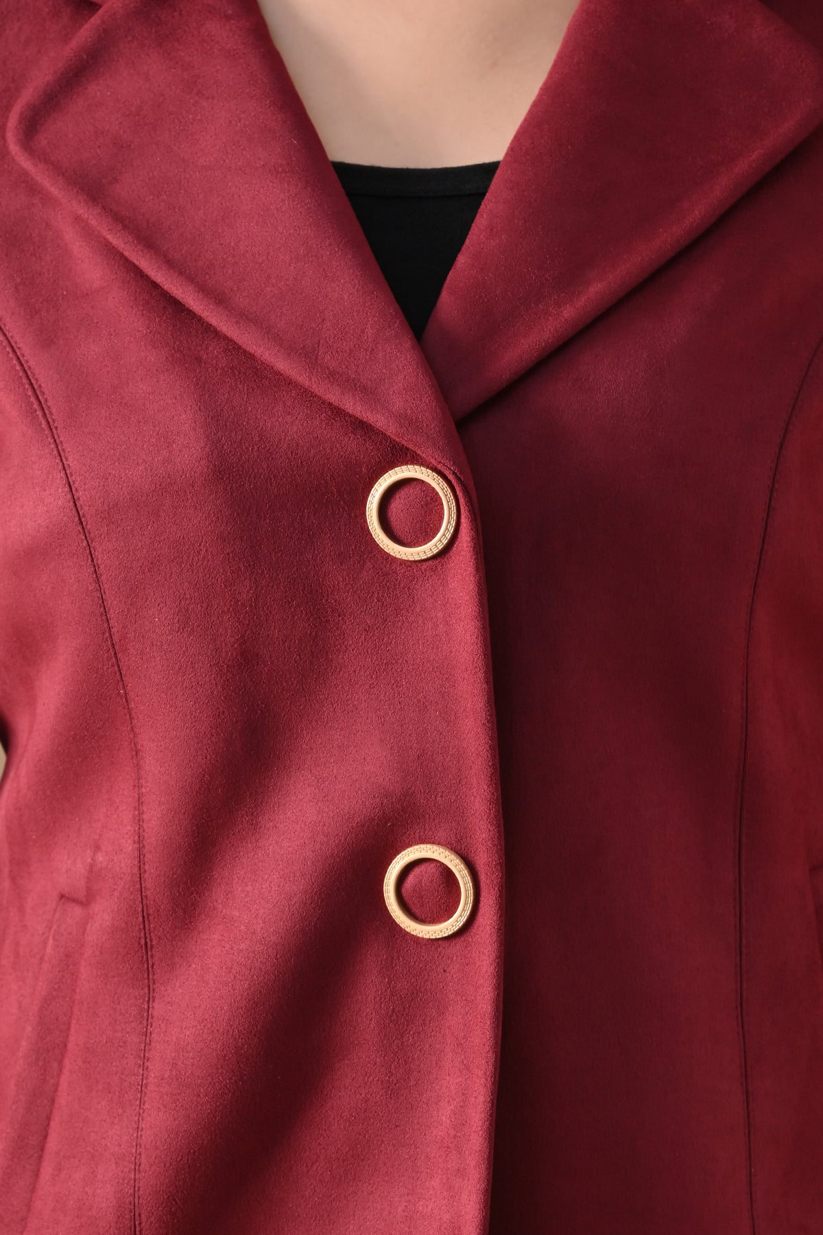 Winter Wine Solid Classic Notch Collar Neck Overcoat