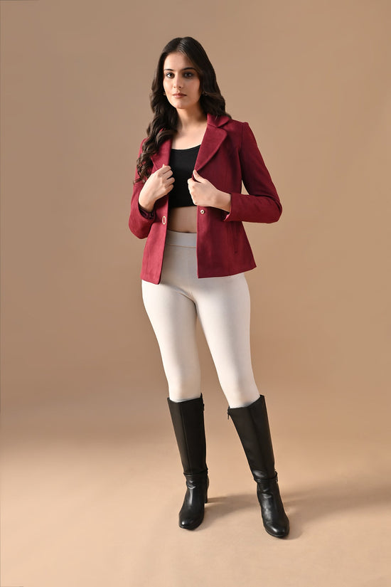 Winter Wine Solid Classic Notch Collar Neck Overcoat