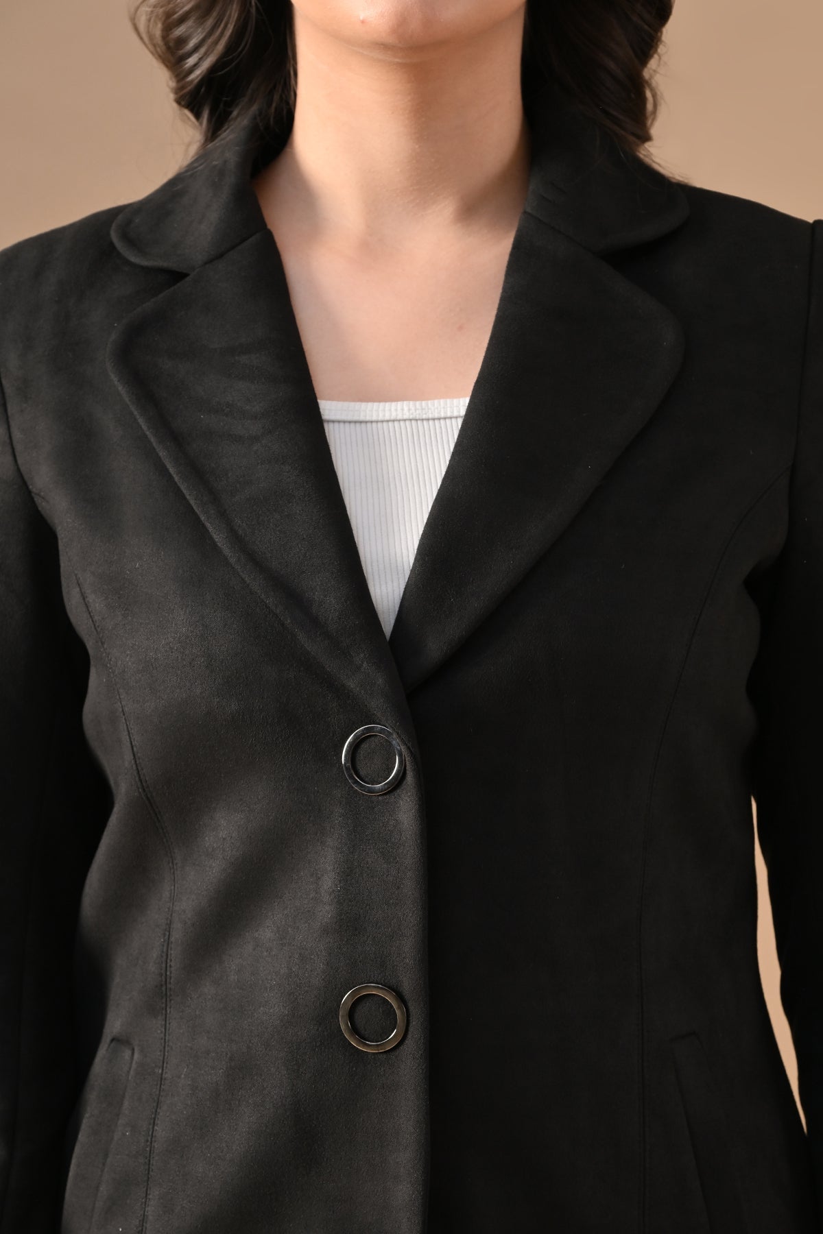 Winter Black Classic Notch Collar Neck Overcoat