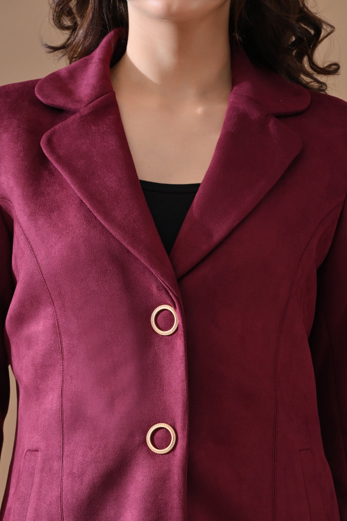 Winter Wine Solid Classic Notch Collar Neck Overcoat
