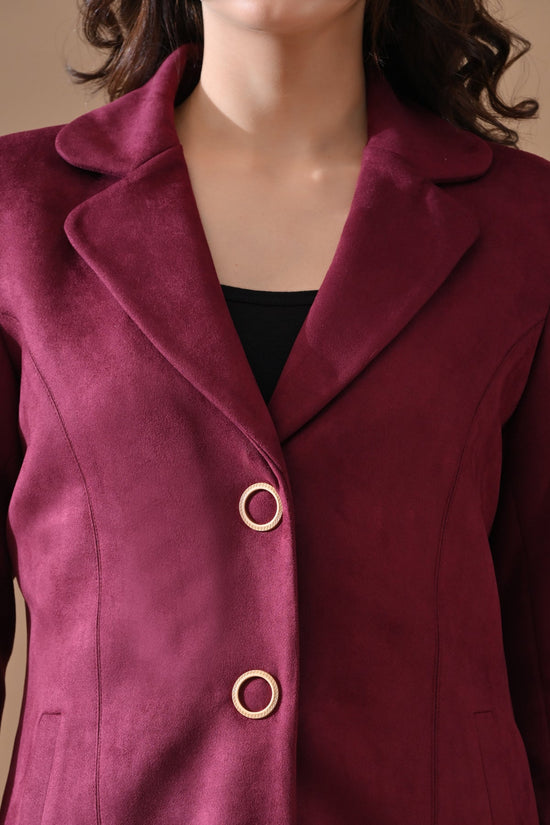 Winter Wine Solid Classic Notch Collar Neck Overcoat