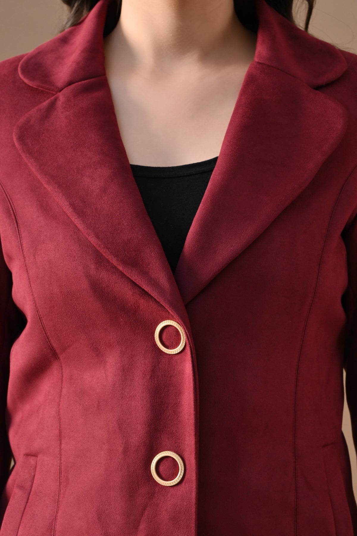 Winter Wine Solid Classic Notch Collar Neck Overcoat