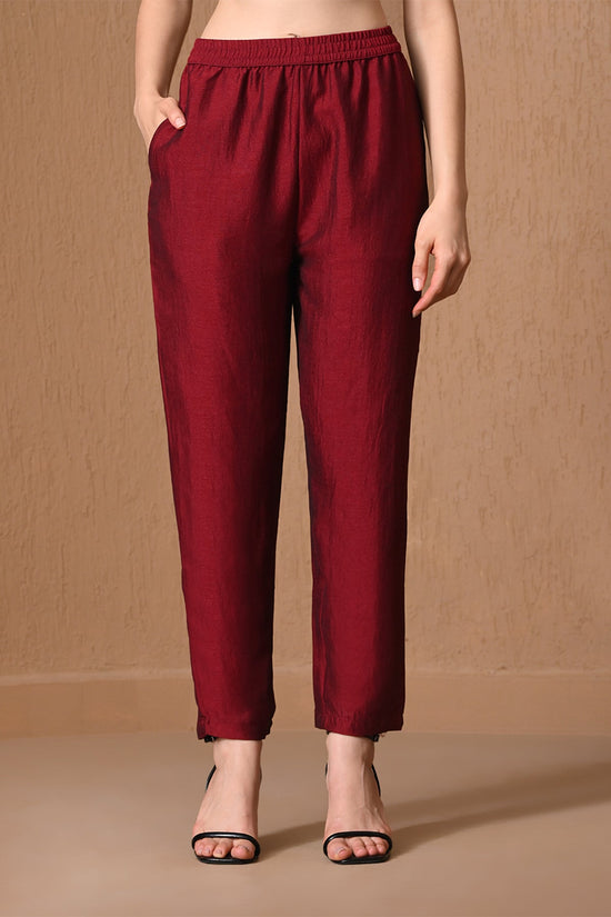 Maroon Metallic Zari Embroidered Kurta 3 Pcs Set