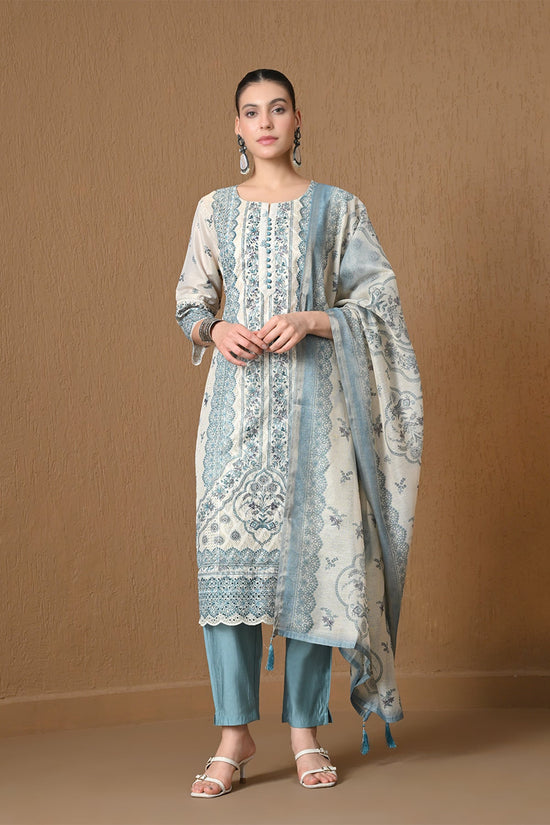 Cream Floral Embroidered Kurta 3 Pcs Set