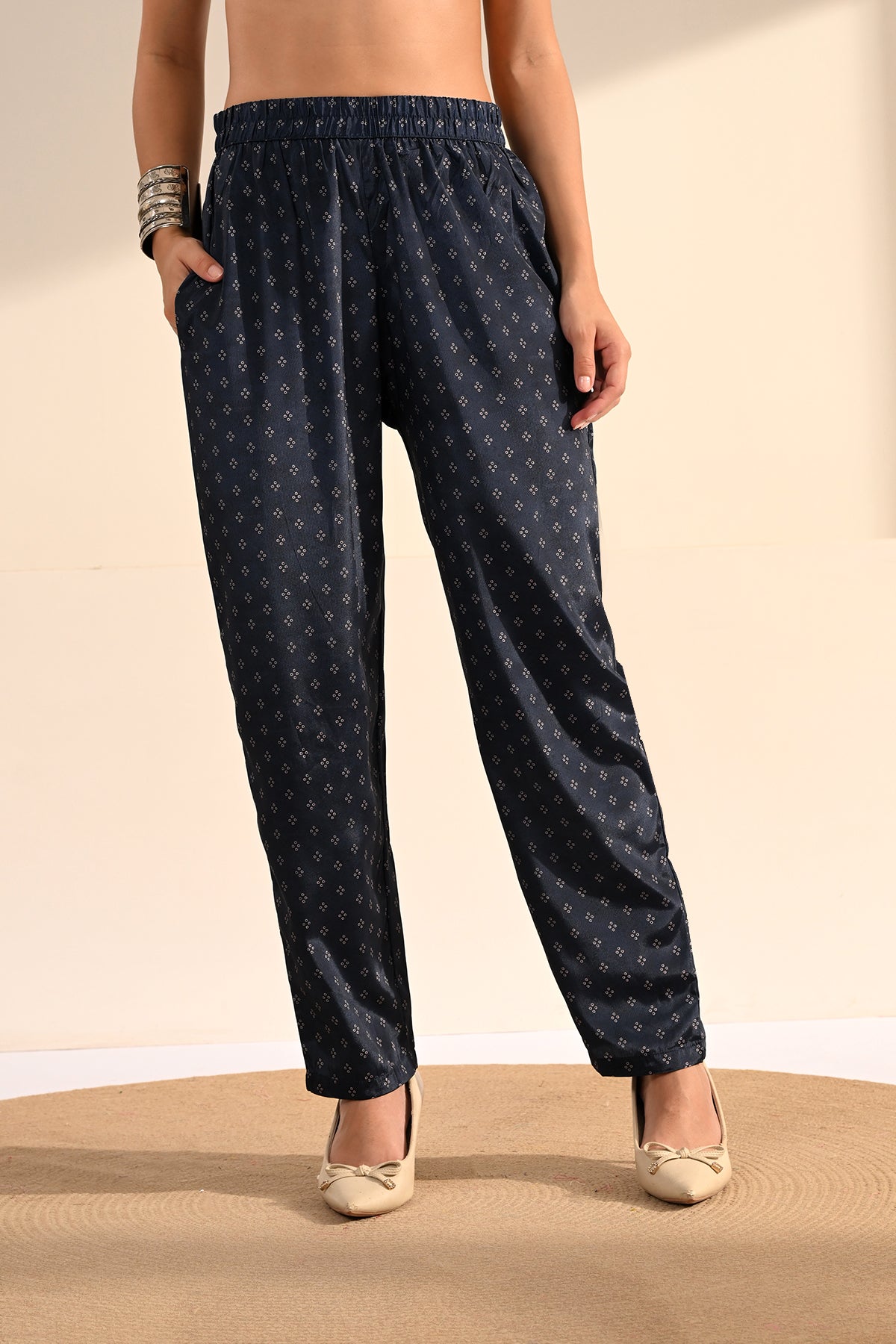 Midnight Blue Paisley Printed Kurta 3 Pcs Set