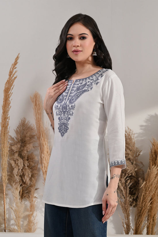 Cream Kashmiri Paisley Embroidered Top