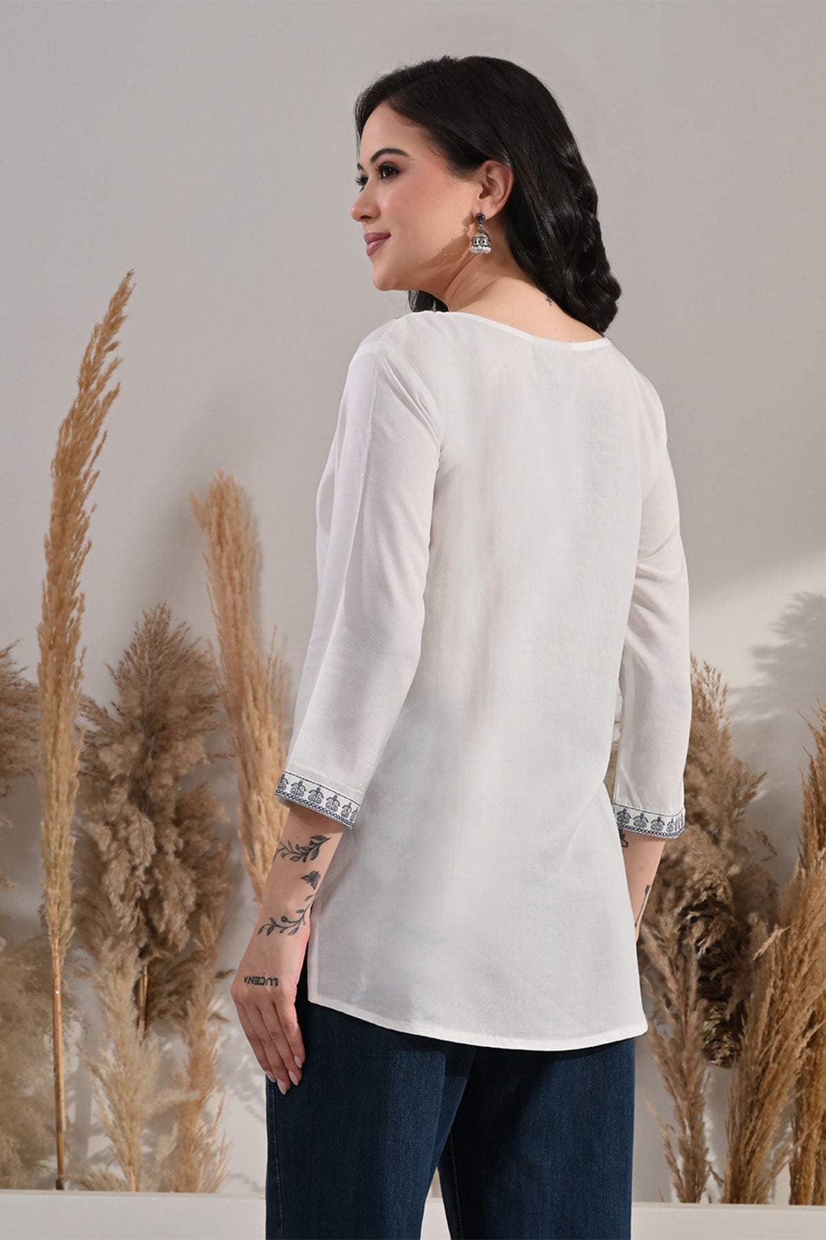 Cream Kashmiri Paisley Embroidered Top