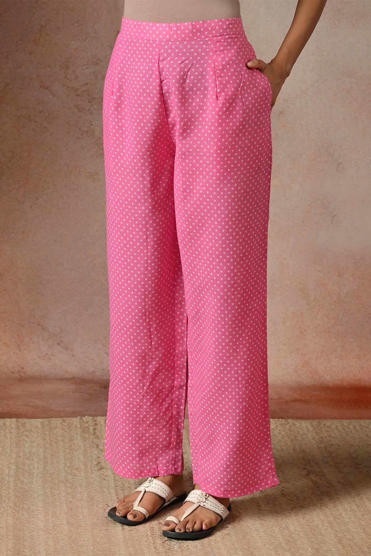 Pink Geometric & Floral Printed Kurta 3 Pcs Set