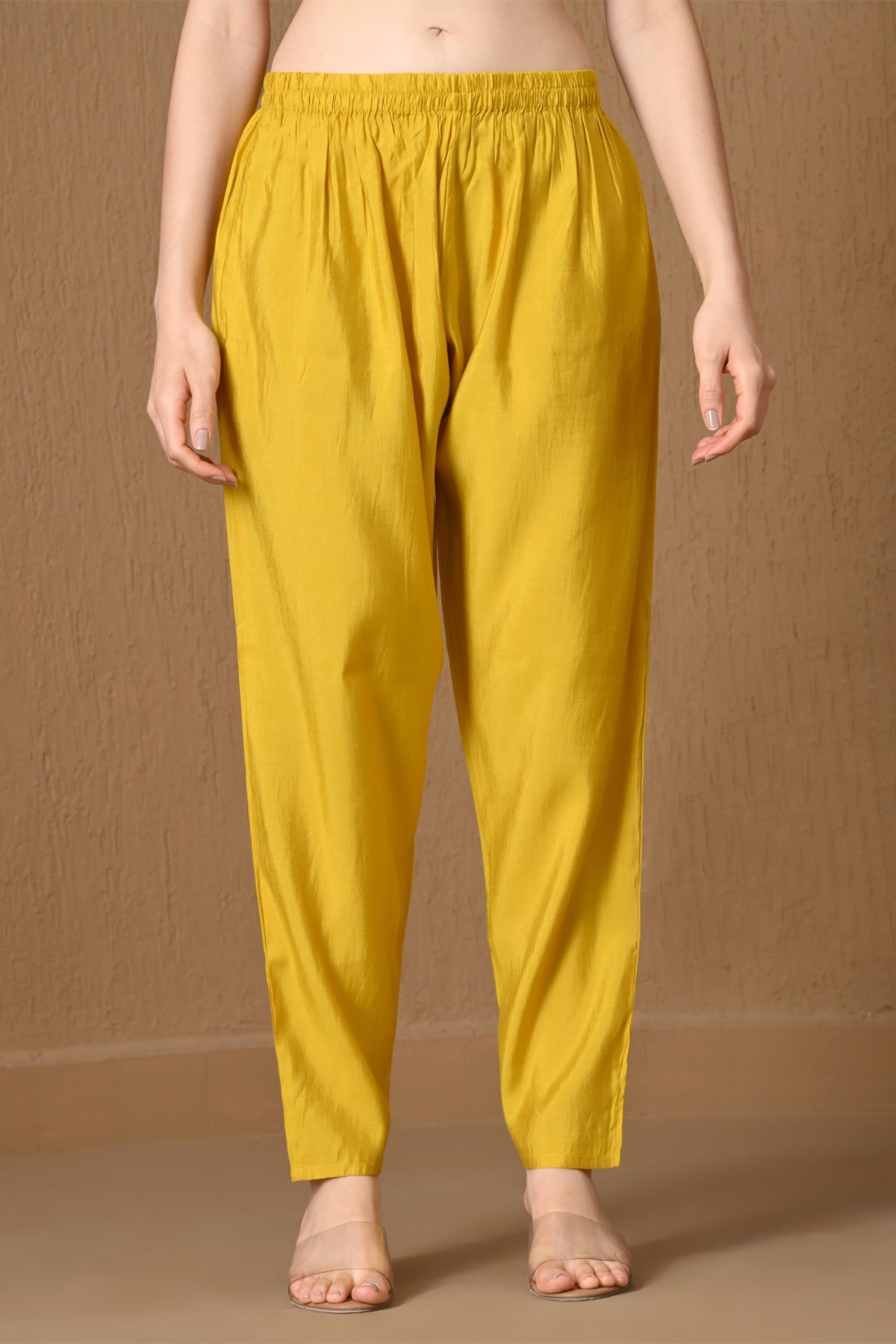 Yellow Embroidered Chanderi Kurta 3 Pcs Set