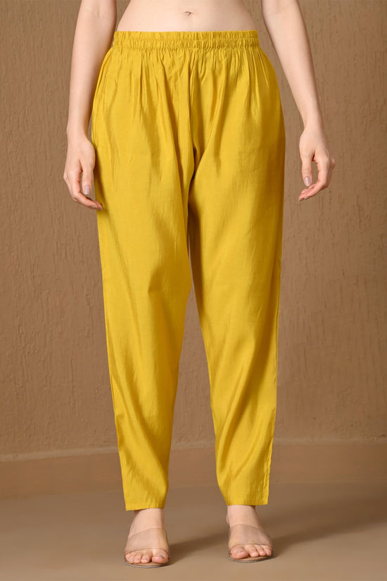 Yellow Embroidered Chanderi Kurta 3 Pcs Set