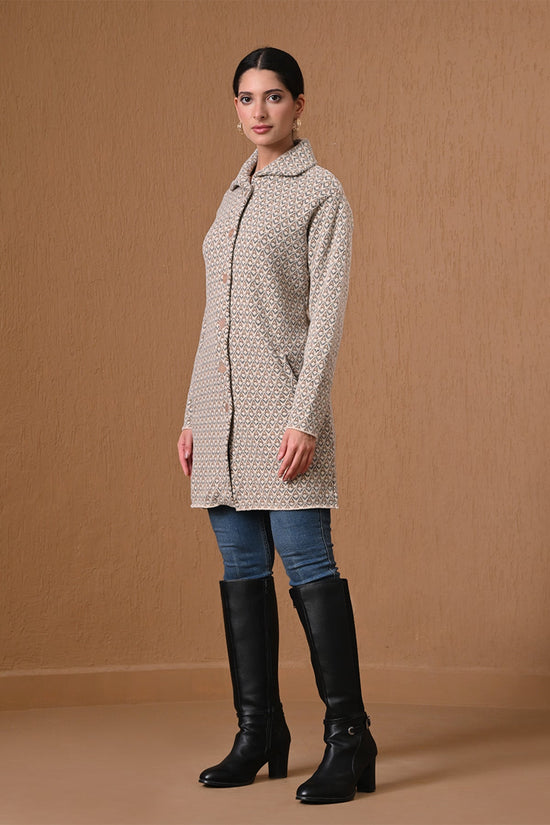 Winter Cream Knitted Longline Coat