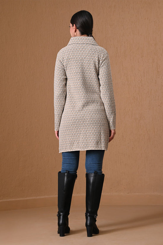 Winter Cream Knitted Longline Coat