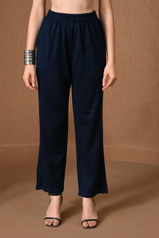 Winter Navy Blue Floral Embroidered Co-ord Set
