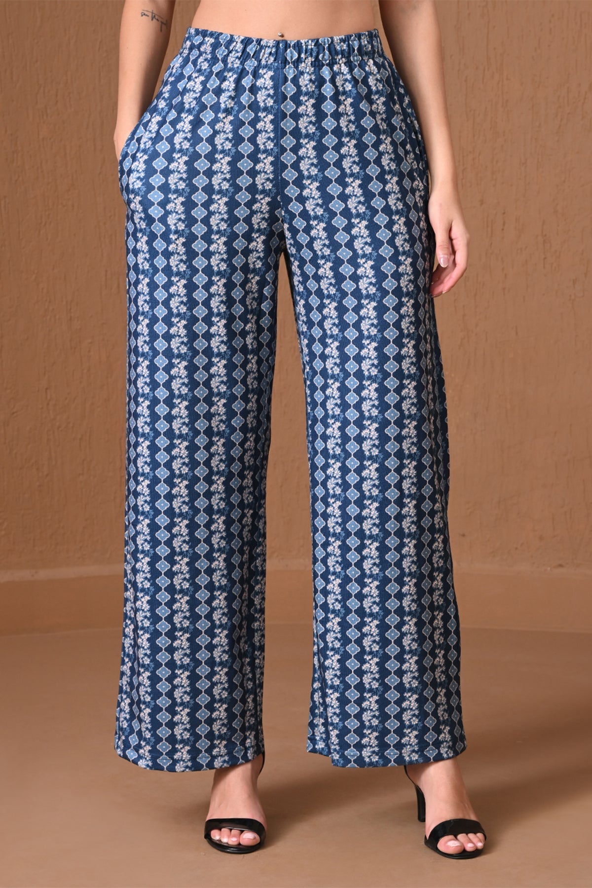 Winter Blue A-line Floral Printed  Kurta 2 Pcs Set